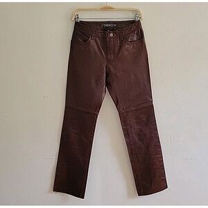 Gap Leather Pants Vintage Y2K Chocolate‎ Brown Straight Leg Cowgirl Minimalist